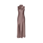 LAPOINTE Satin Drape Neck Sleeveless Gown - Brown Dresses - New York Luxury Fashion at Luxury Shoes 