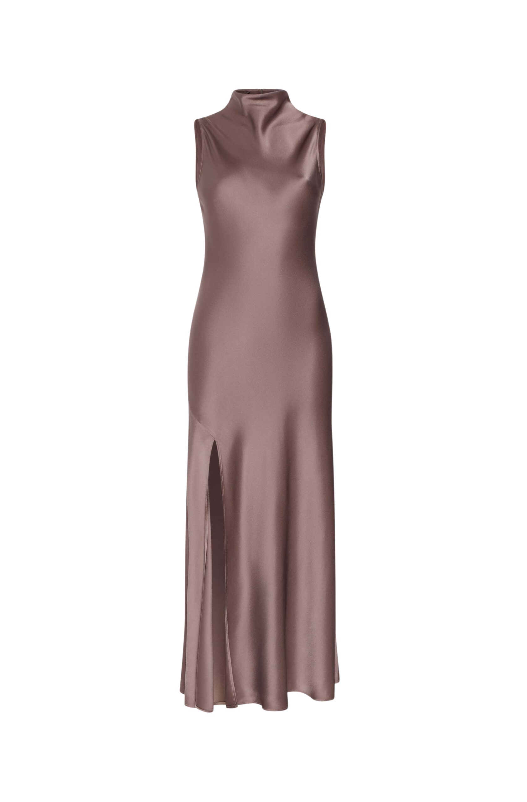 LAPOINTE Satin Drape Neck Sleeveless Gown - Brown Dresses - New York Luxury Fashion at Luxury Shoes 