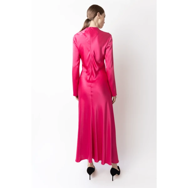 LAPOINTE Satin Draped Neck Bias Dress - Pink Dresses - New York Luxury Fashion at Luxury Shoes 