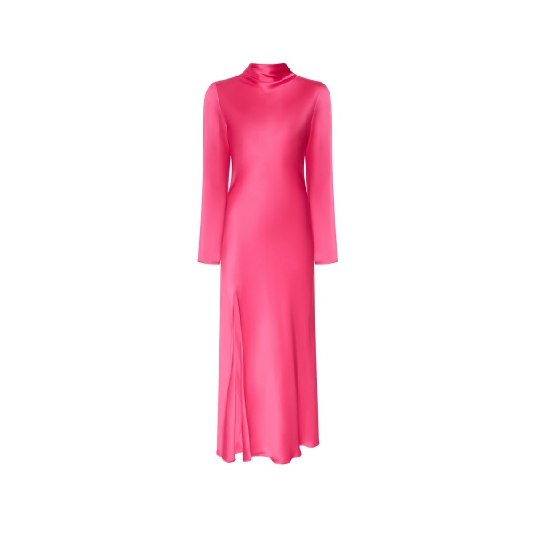 LaPointe Satin Draped Neck Bias Dress