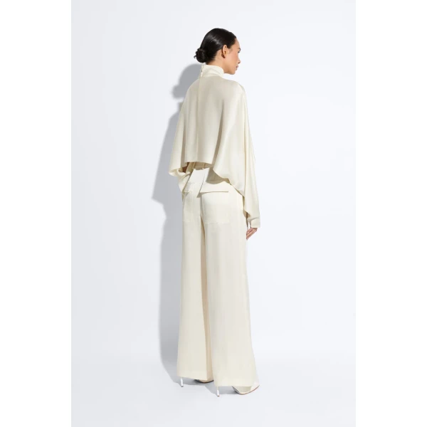 LaPointe Satin Relaxed Pleated Pant, view 3