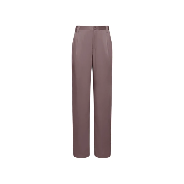 LAPOINTE Satin Relaxed Pleated Pant - Brown Pants - New York Luxury Fashion at Luxury Shoes 