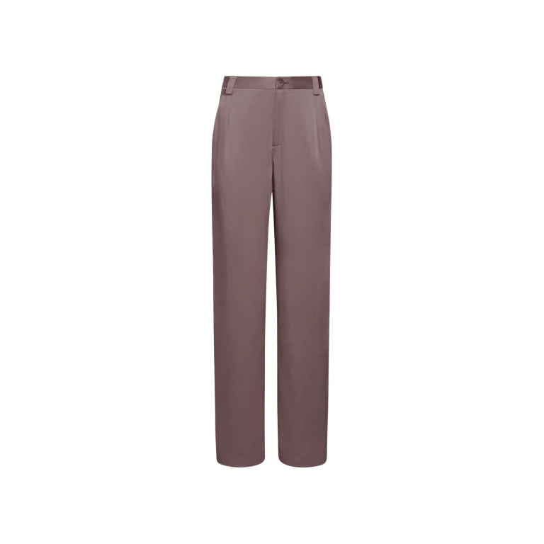 LAPOINTE Satin Relaxed Pleated Pant - Brown Pants - New York Luxury Fashion at Luxury Shoes 