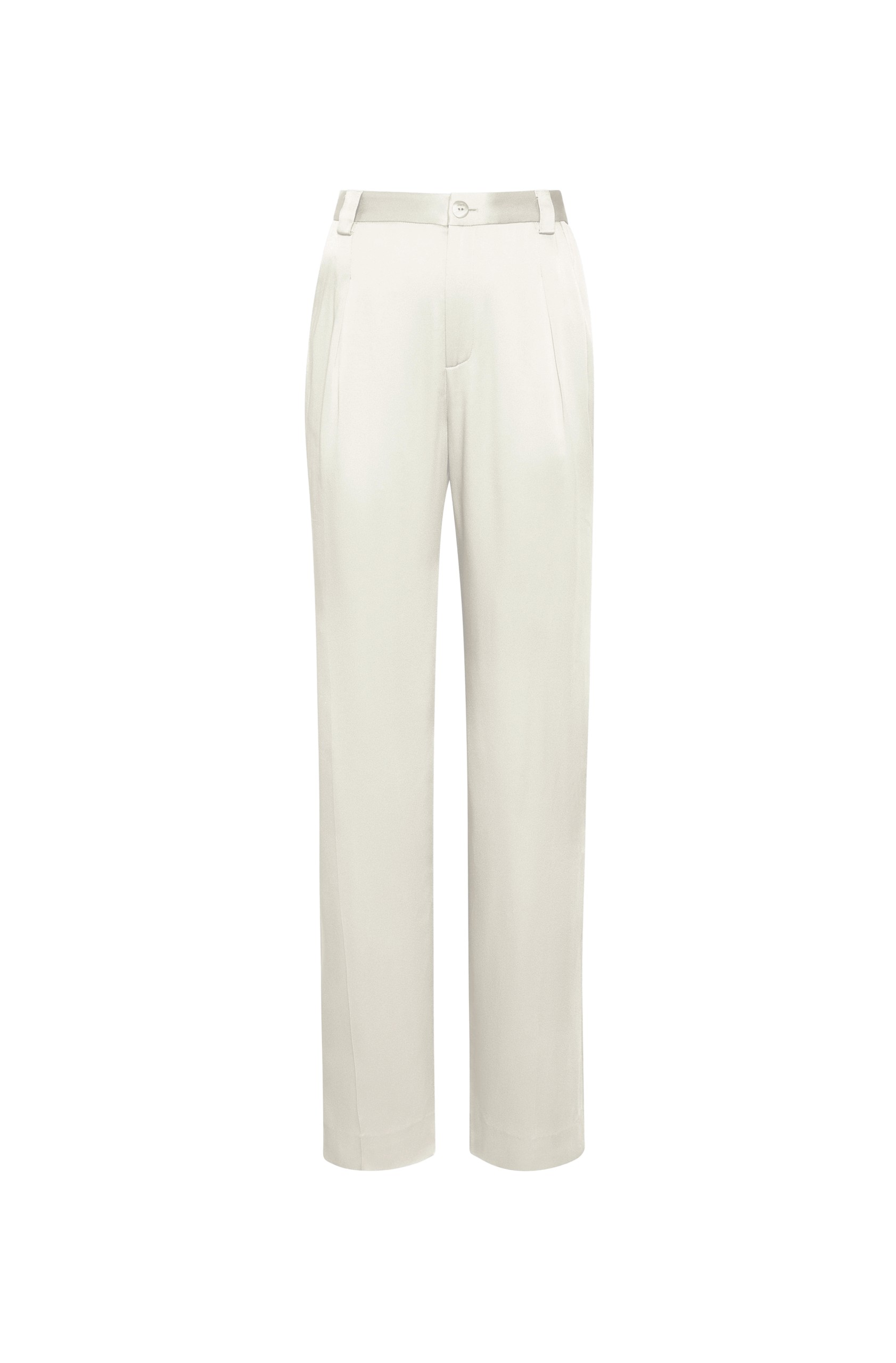 LAPOINTE Satin Relaxed Pleated Pant - Ivory Pants - New York Luxury Fashion at Luxury Shoes 
