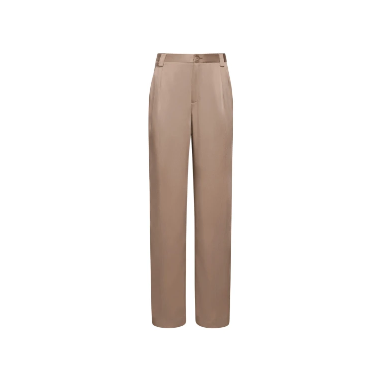 LAPOINTE Satin Relaxed Pleated Pant - Beige Pants - New York Luxury Fashion at Luxury Shoes 