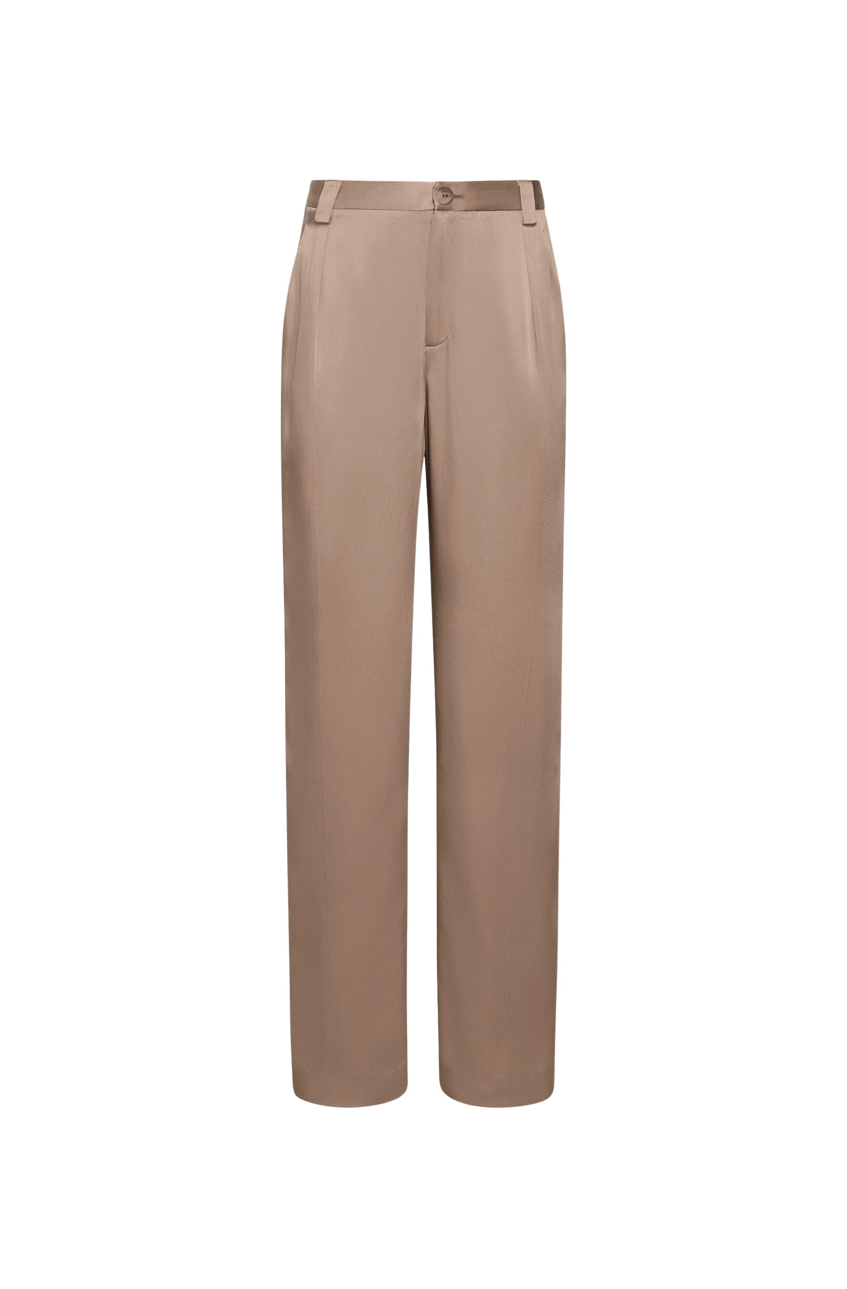 LAPOINTE Satin Relaxed Pleated Pant - Beige Pants - New York Luxury Fashion at Luxury Shoes 