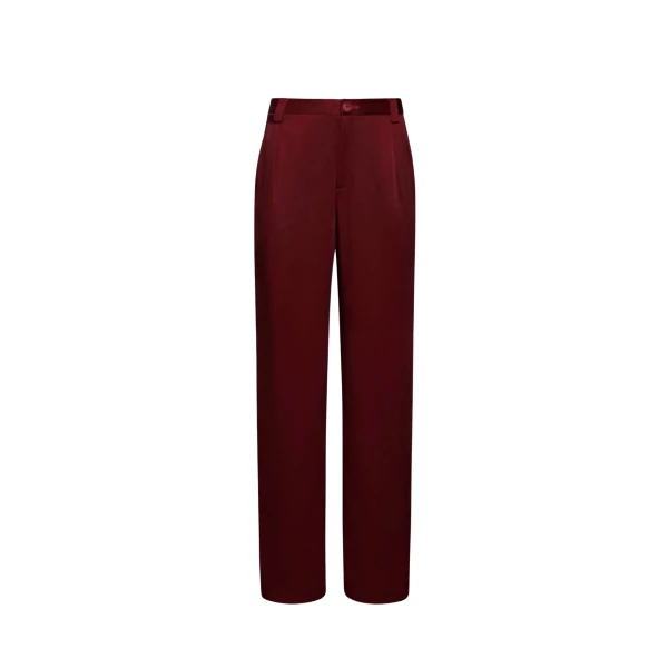 LAPOINTE Satin Relaxed Pleated Pant - Red Pants - New York Luxury Fashion at Luxury Shoes 