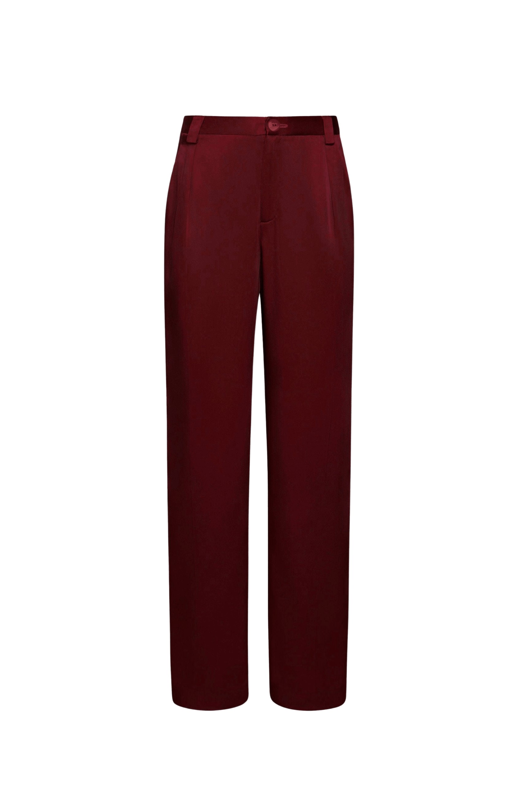 LAPOINTE Satin Relaxed Pleated Pant - Red Pants - New York Luxury Fashion at Luxury Shoes 