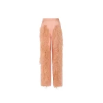 LAPOINTE Silky Twill Relaxed Pleated Pant With Feathers - Pink Pants - New York Luxury Fashion at Luxury Shoes 