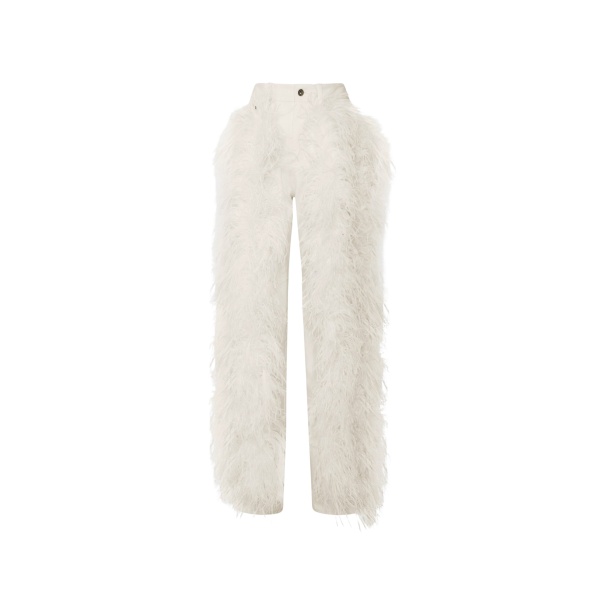 LaPointe Stretch Cotton Twill Denim Pant With Feathers