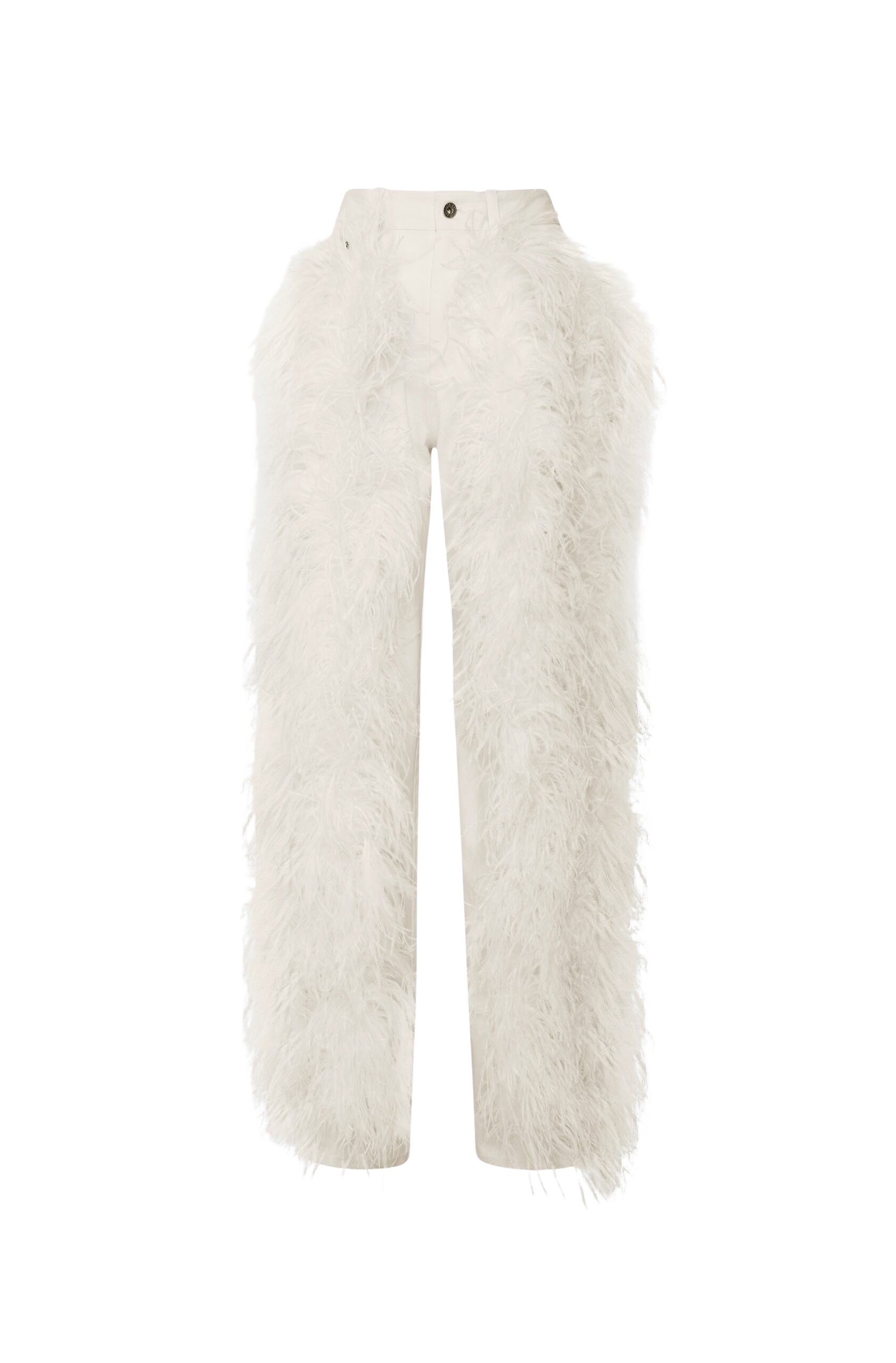 LAPOINTE Stretch Cotton Twill Denim Pant With Feathers - Ivory Pants - New York Luxury Fashion at Luxury Shoes 