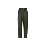 LAPOINTE Stretch Faux Leather Belted Tapered Trouser - Green Pants - New York Luxury Fashion at Luxury Shoes 