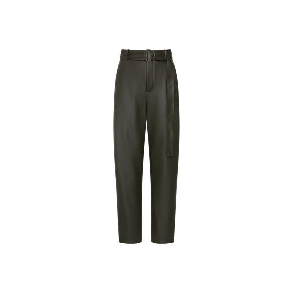 LaPointe Stretch Faux Leather Belted Tapered Trouser