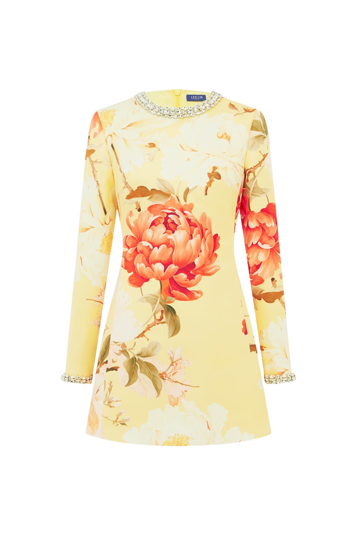 Leo Lin Aliza Embellished Long Sleeve Mini Dress
