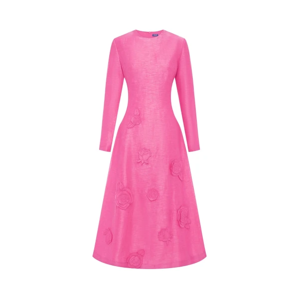 Leo Lin Amira Long Sleeve Petal Midi Dress - Leo Lin Dress - Australian Luxury Fashion - Shop at Luxury Shoes 