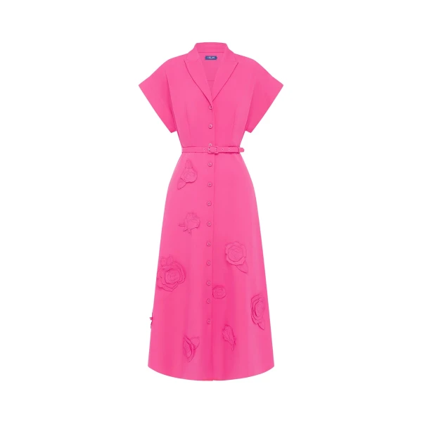 Leo Lin Aubrey Appliqué Shirt Midi Dress - Leo Lin Dress - Australian Luxury Fashion - Shop at Luxury Shoes 