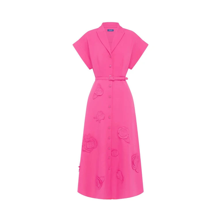 Leo Lin Aubrey Appliqué Shirt Midi Dress - Leo Lin Dress - Australian Luxury Fashion - Shop at Luxury Shoes 