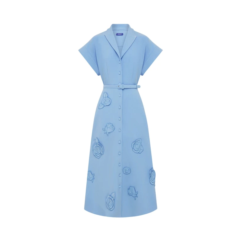 Leo Lin Aubrey Appliqué Shirt Midi Dress - Leo Lin Dress - Australian Luxury Fashion - Shop at Luxury Shoes 