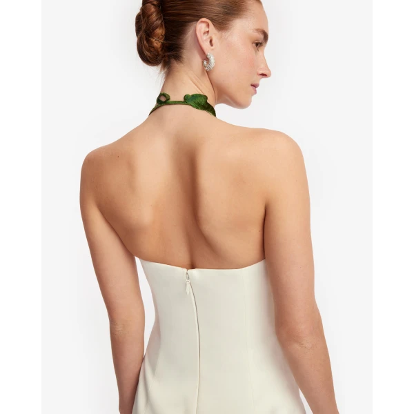 Leo Lin Ava Halterneck Appliqué Floral Bustier Maxi Dress - Leo Lin Dress - Australian Luxury Fashion - Shop at Luxury Shoes 
