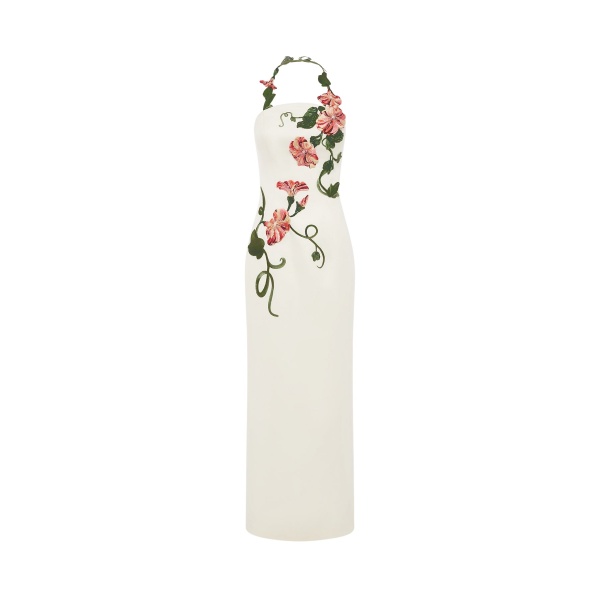Leo Lin Ava Halterneck Appliqué Floral Bustier Maxi Dress - Leo Lin Dress - Australian Luxury Fashion - Shop at Luxury Shoes 
