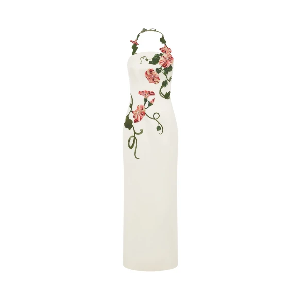 Leo Lin Ava Halterneck Appliqué Floral Bustier Maxi Dress - Leo Lin Dress - Australian Luxury Fashion - Shop at Luxury Shoes 
