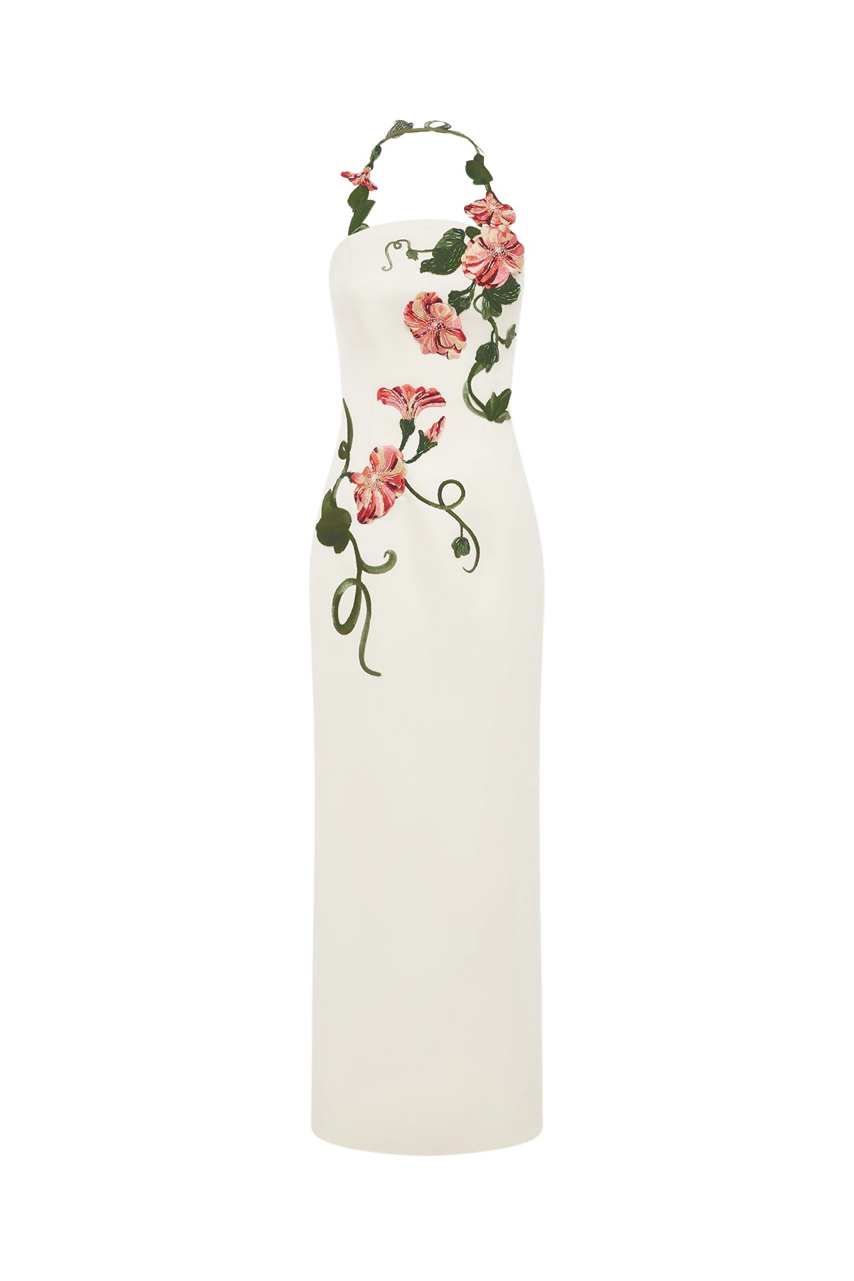 Leo Lin Ava Halterneck Appliqué Floral Bustier Maxi Dress