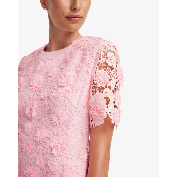 Leo Lin Caroline Lace Short Sleeves Midi Dress - Leo Lin Dress - Australian Luxury Fashion - Shop at Luxury Shoes 