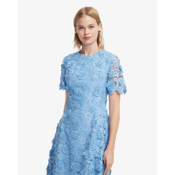Leo Lin Caroline Lace Short Sleeves Midi Dress - Leo Lin Dress - Australian Luxury Fashion - Shop at Luxury Shoes 