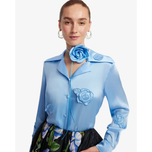 Leo Lin Kristina Appliqué Silk Blouse - Leo Lin Dress - Australian Luxury Fashion - Shop at Luxury Shoes 
