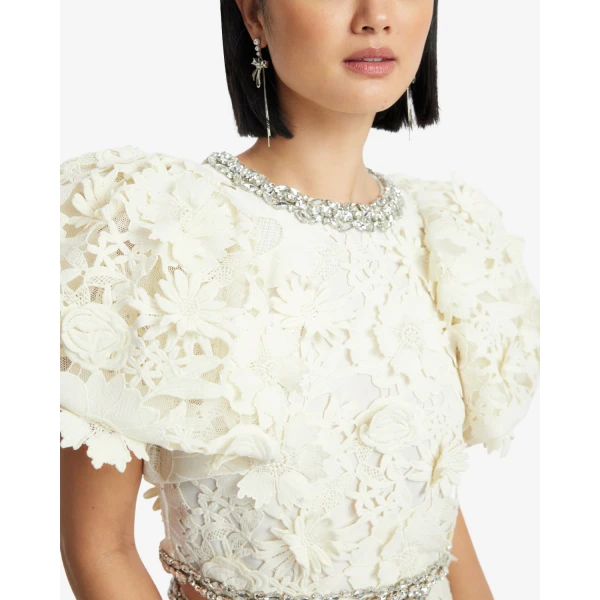 Leo Lin Lucia Embellished Lace Top - Leo Lin Dress - Australian Luxury Fashion - Shop at Luxury Shoes 