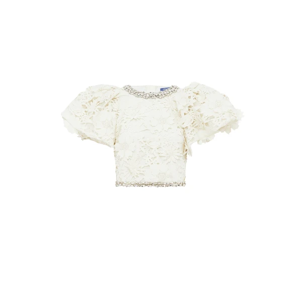 Leo Lin Lucia Embellished Lace Top - Leo Lin Dress - Australian Luxury Fashion - Shop at Luxury Shoes 