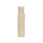 Oscar de la Renta Mother of Pearl Embroidered Column Gown