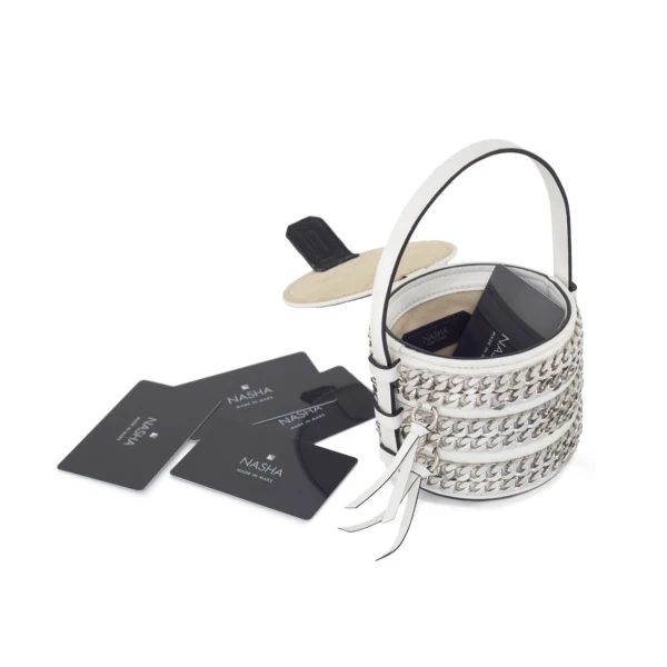 Nasha Mekraksavanich Baby Pinto Play | Disco Chain - Nasha White - Architectural Luxury Bag at Luxury Shoes 
