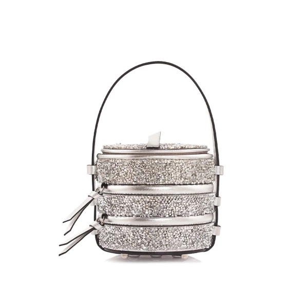 Nasha Mekraksavanich Baby Pinto Play | Silver Crystal - Nasha Silver - Architectural Luxury Bag at Luxury Shoes 