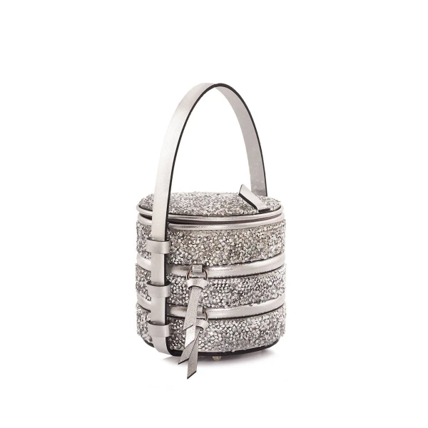 Nasha Mekraksavanich Baby Pinto Play | Silver Crystal - Nasha Silver - Architectural Luxury Bag at Luxury Shoes 
