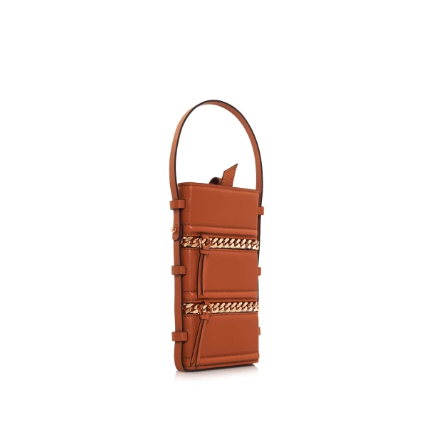 Nasha Mekraksavanich Pinto Phone Chain | Cognac - Nasha Brown - Architectural Luxury Bag at Luxury Shoes 