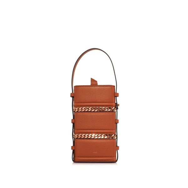 Nasha Mekraksavanich Pinto Phone Chain | Cognac - Nasha Brown - Architectural Luxury Bag at Luxury Shoes 