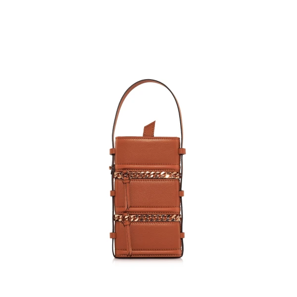 Nasha Mekraksavanich Pinto Phone Chain | Cognac - Nasha Brown - Architectural Luxury Bag at Luxury Shoes 
