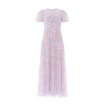 Needle & Thread Peony Bouquet Round Neck Ankle Gown - Clothing - British Luxury Embellished Dress at Luxury Shoes 