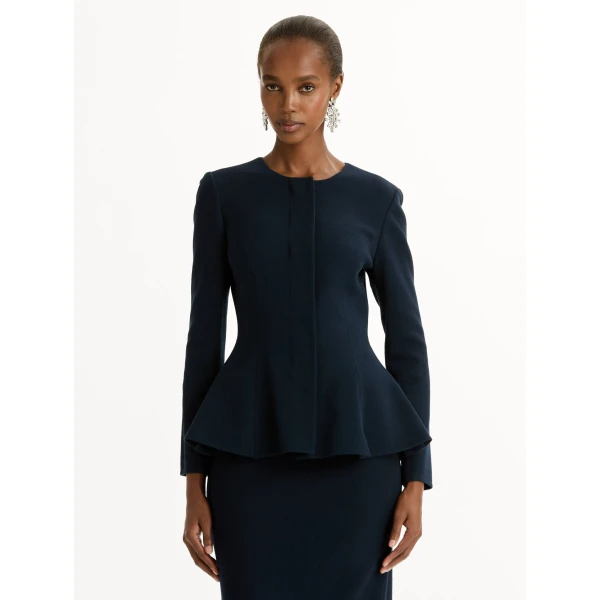 Oscar de la Renta Peplum Wool-Blend Jacket - Jackets - American Luxury Evening Wear at Luxury Shoes 