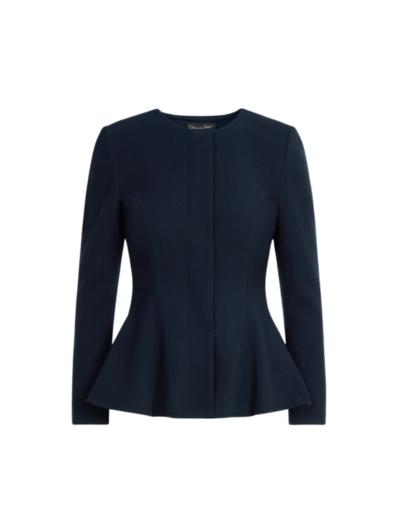 Oscar de la Renta Peplum Wool-Blend Jacket - Jackets - American Luxury Evening Wear at Luxury Shoes 