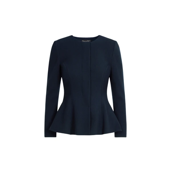 Oscar de la Renta Peplum Wool-Blend Jacket - Jackets - American Luxury Evening Wear at Luxury Shoes 