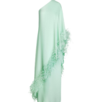 Oscar de la Renta Point d’Esprit Feather Embroidered Caftan - Dresses - American Luxury Evening Wear at Luxury Shoes 