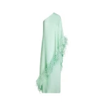 Oscar de la Renta Point d’Esprit Feather Embroidered Caftan Dress