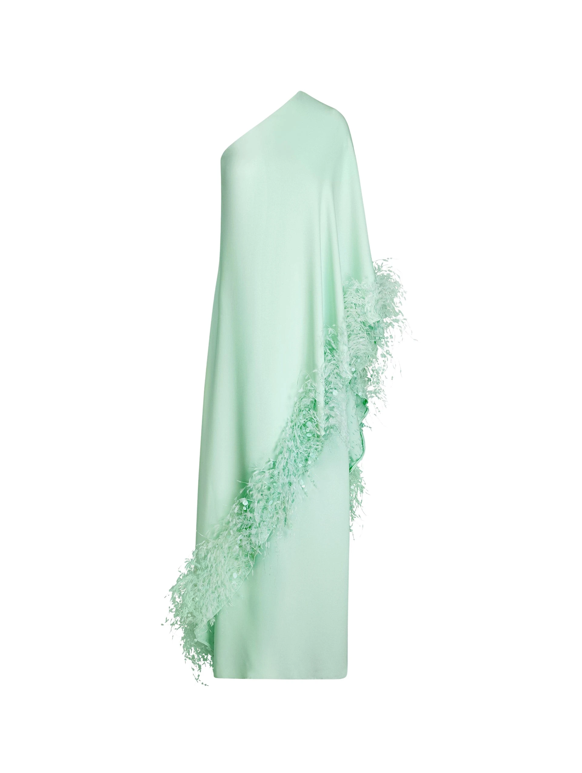Oscar de la Renta Point d’Esprit Feather Embroidered Caftan Dress