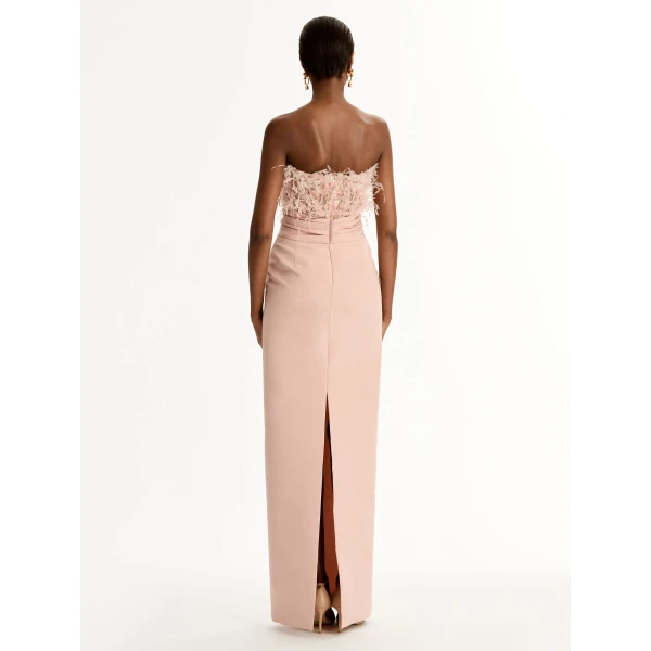 Oscar de la Renta Point d’Esprit Feather Embroidered Gown - Dresses - American Luxury Evening Wear at Luxury Shoes 