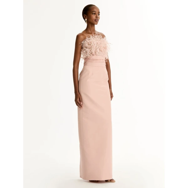 Oscar de la Renta Point d’Esprit Feather Embroidered Gown - Dresses - American Luxury Evening Wear at Luxury Shoes 