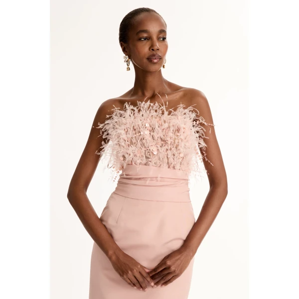 Oscar de la Renta Point d’Esprit Feather Embroidered Gown - Dresses - American Luxury Evening Wear at Luxury Shoes 