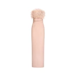 Oscar de la Renta Point d’Esprit Feather Embroidered Gown