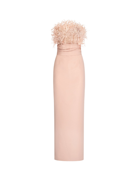 Oscar de la Renta Point d’Esprit Feather Embroidered Gown - Dresses - American Luxury Evening Wear at Luxury Shoes 